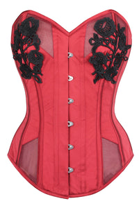 Corset Story FTS041 Red Satin and Mesh Corset