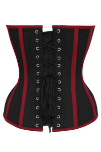 Single Layer Black and Burgundy Overbust Corset