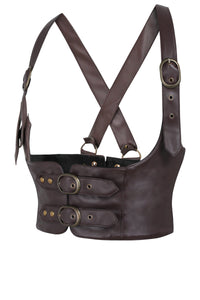 Brown Faux Leather Harness Underbust Corset