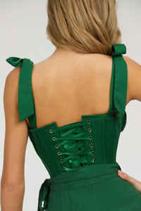 Corset Story SC-029 Daphne Heritage Green Cotton Corset Top With Straps