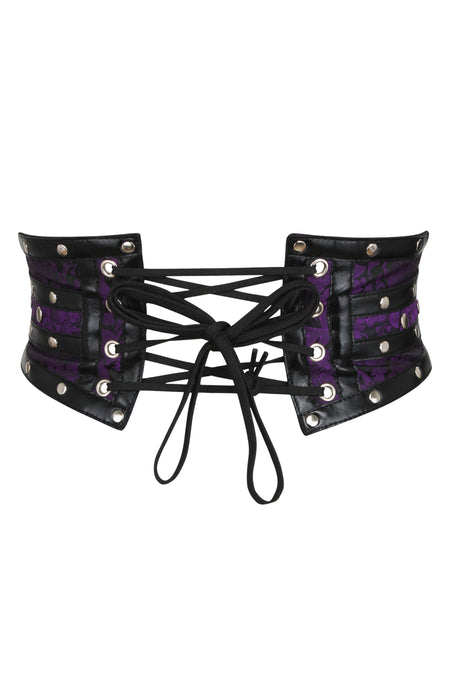 Purple Studded Brocade & PVC Corset Inspired Belt