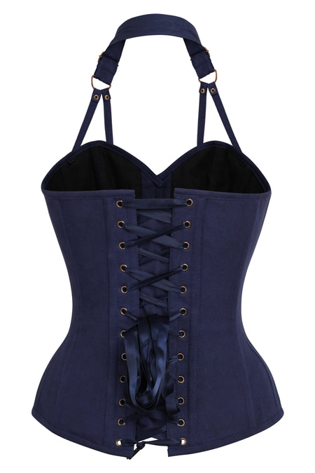 Navy Blue & Gold Military Inspired Burlesque Corset