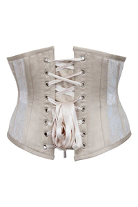 Corset Story BC-028 Champagne Mesh Underbust Corset with Floral lace