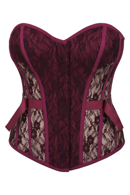 Sadie Crushed Violets Viscose and Lace Overbust Corset