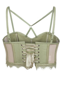 Lena Winter Pear Viscose and Lace Corseted Bralette with Strapping Detail
