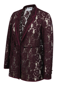 Burgundy Sheer Lace Ladies Suit Jacket