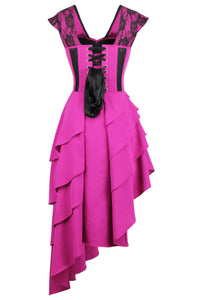 Corset Story SDS013 Magenta Mesh & Lace Corseted Dress