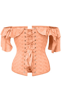 Corset Story TYS501 Coral Cotton Corset Top With Frilled Sleeve